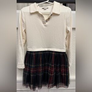 J. Crew Girls' Tartan Tulle Dress - White and Multicolor